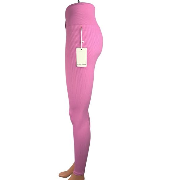 NEW Years Of Ours Veronica Pink Ribbed Pull On Activewear Leggings Pants  Sz M - Picture 5 of 9